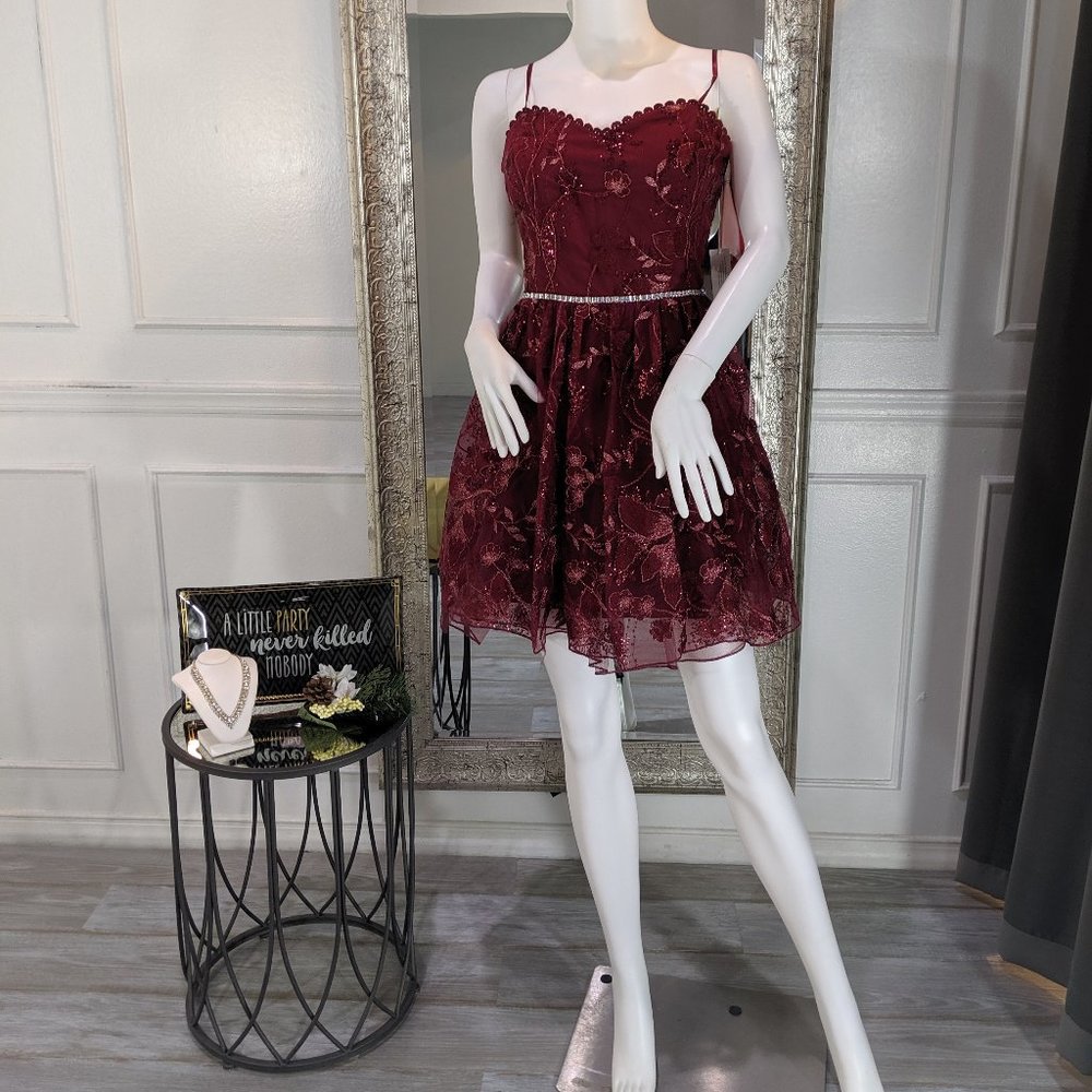 Burgundy Wine Cocktail Homecoming Formal Dress